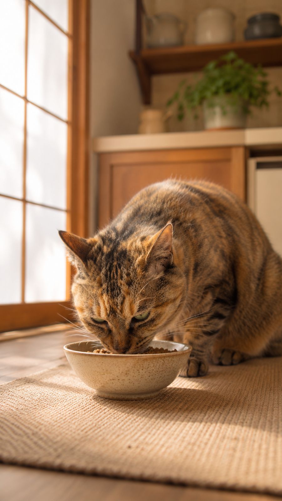ごはんを食べる猫