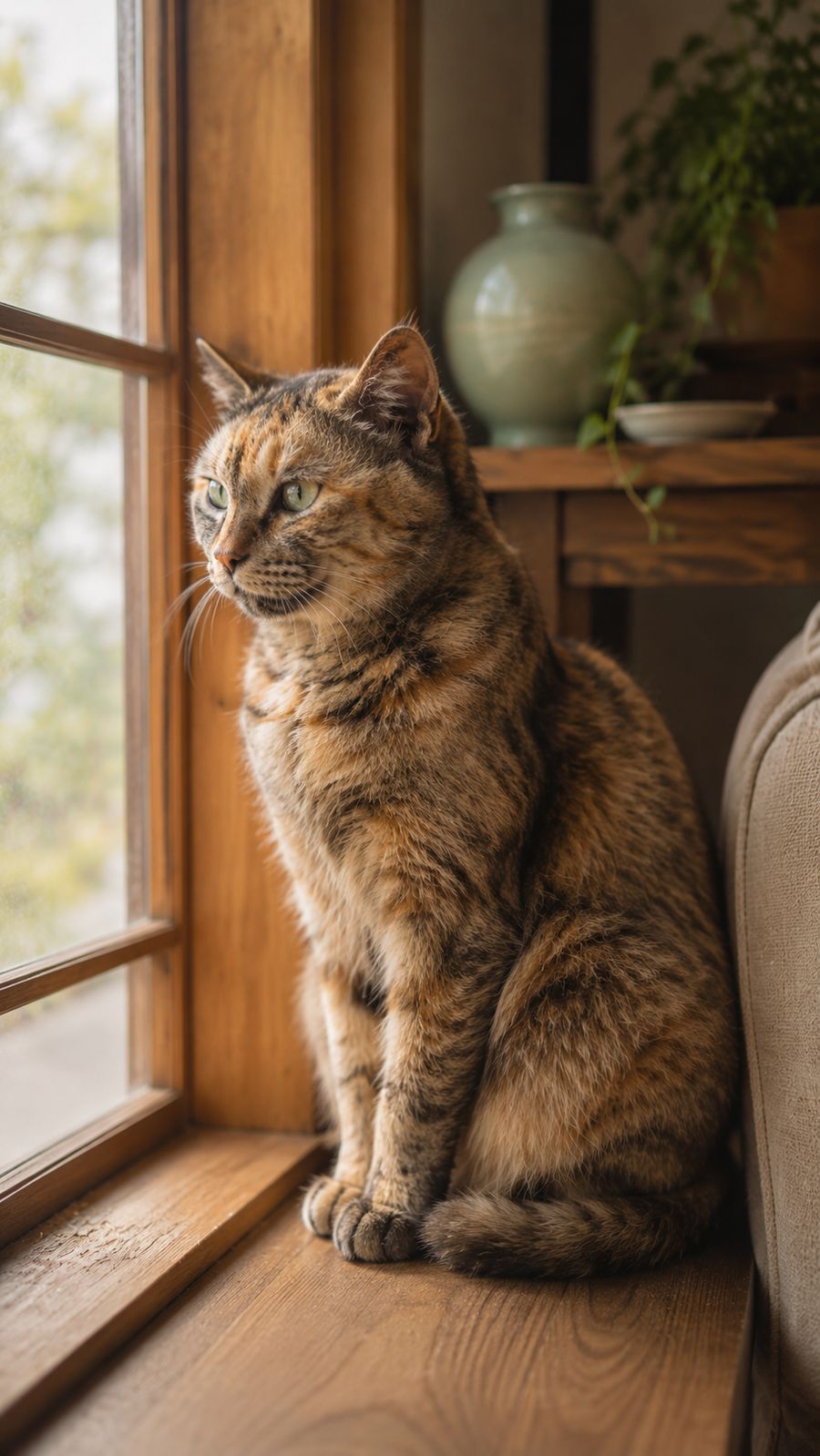 窓辺に座る猫